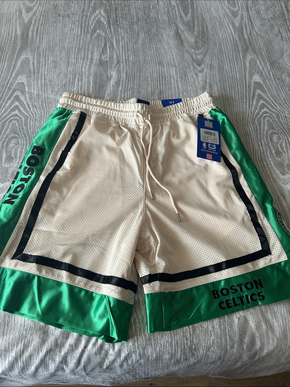 Ultra Game - Boston Celtics Cream and Green Athletic Mesh Shorts